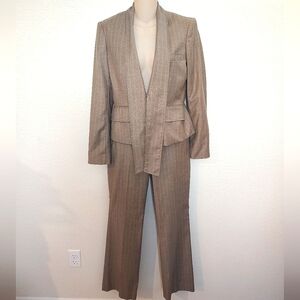 Anne Kline Tan Pinstripe Blazer and Pants Set